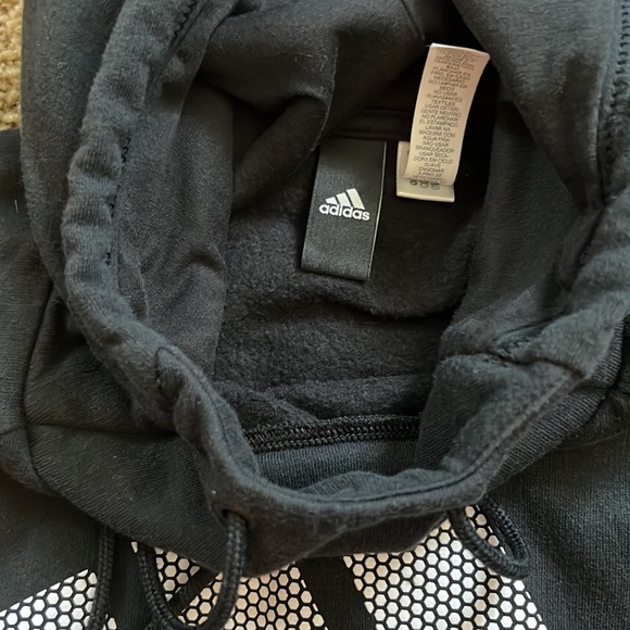 SOLD Adidas  funnel neck hoodie black white - Picture 3 of 5